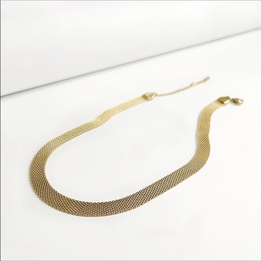 NEW 18K GOLD WIDE CHAIN CHOKER NECKLACE - Picture 6 of 6
